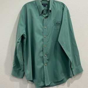 Lands’ End Custom Work logo Long Sleeve Button shirt SZ Large 16-16 1/2
